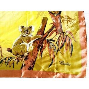Vintage 1950s Heil AUSTRALIA Souvenir Scarf~ Koalas & Sun Signed - FLAW*